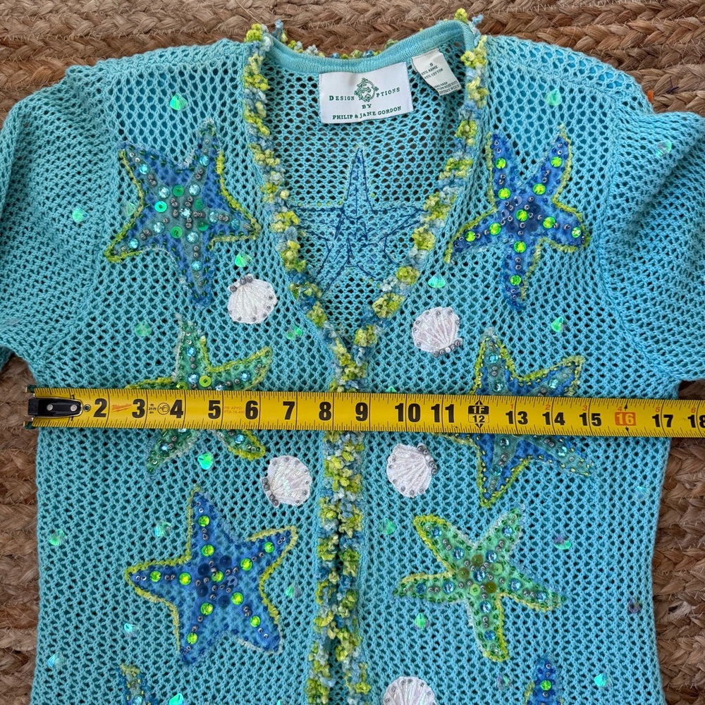 Design Options by Philip & Jane Gordon Size small Blue Beachy knit Sweater - Picture 6 of 8